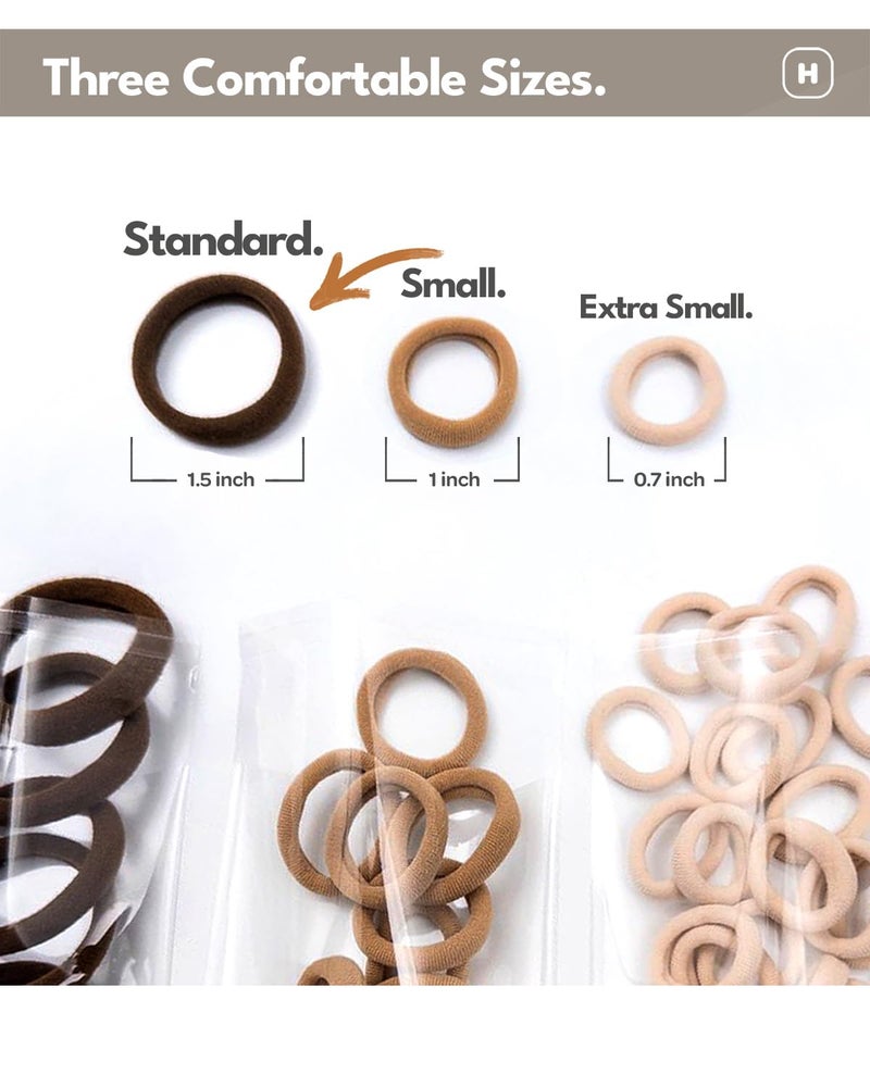 Cyndibands Seamless Hair Ties - Dark Brown - Gentle Hair Ties No Damage, Standard Size 1.5 Inch, Soft and Stretchy Nylon Fabric Ponytail Holders - 12 Count - Image 4